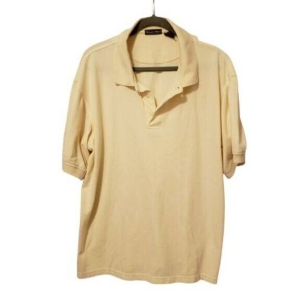 Winner Mate Mens Sz L Yellow  Solid Short Sleeve Golf Polo Shirt